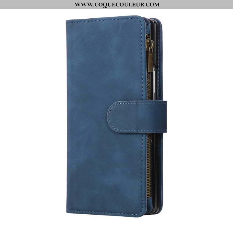 Housse Samsung Galaxy Z Fold 7 Portefeuille Effet Daim avec Bandoulière