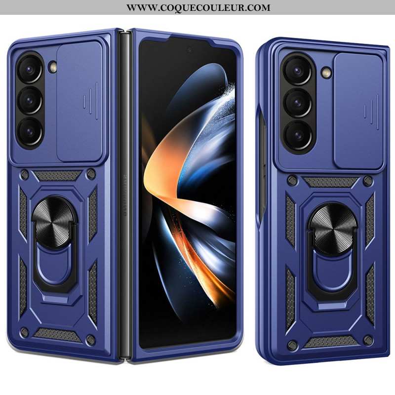 Coque Samsung Galaxy Z Fold 7 Anneau-Support et Couvercle Coulissant pour Caméra