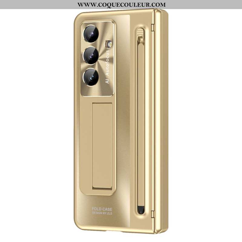 Coque Samsung Galaxy Z Fold 7 5G Effet Métal Support et Protection d'Écran