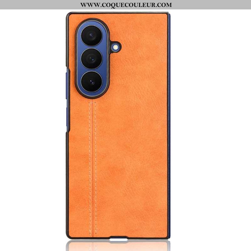 Coque Samsung Galaxy Z Fold 7 Effet Cuir Couture
