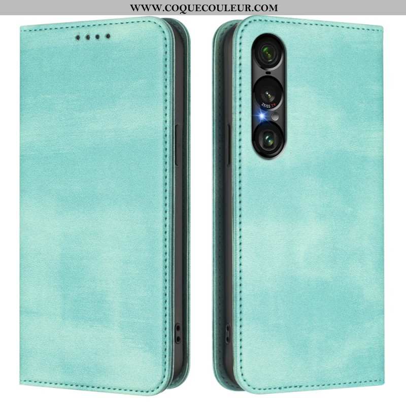 Flip Cover Sony Xperia 1 VII Protection RFID Design Rétro