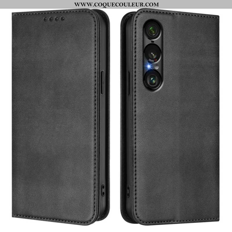 Flip Cover Sony Xperia 1 VII Protection RFID Design Rétro