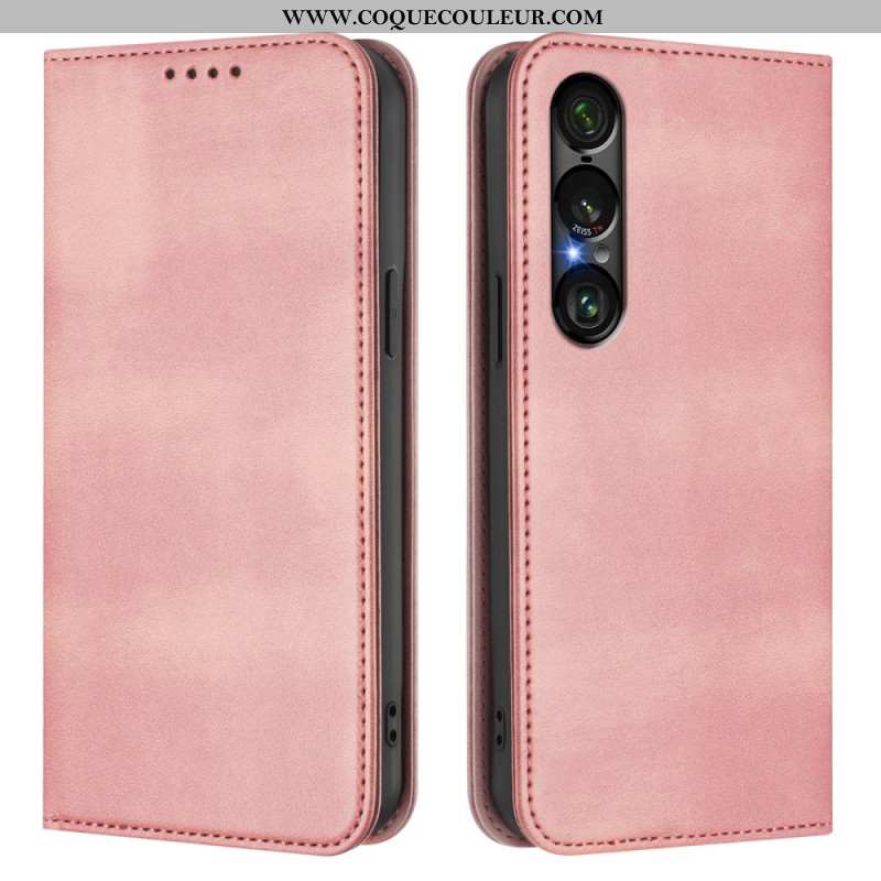Flip Cover Sony Xperia 1 VII Protection RFID Design Rétro