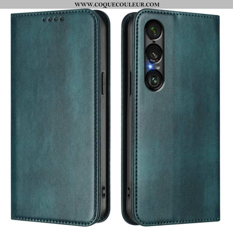 Flip Cover Sony Xperia 1 VII Protection RFID Design Rétro