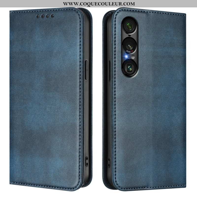 Flip Cover Sony Xperia 1 VII Protection RFID Design Rétro