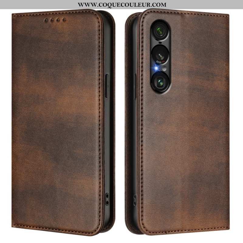 Flip Cover Sony Xperia 1 VII Protection RFID Design Rétro
