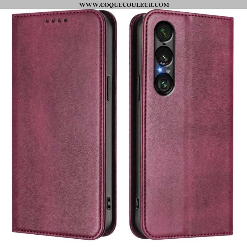 Flip Cover Sony Xperia 1 VII Protection RFID Design Rétro