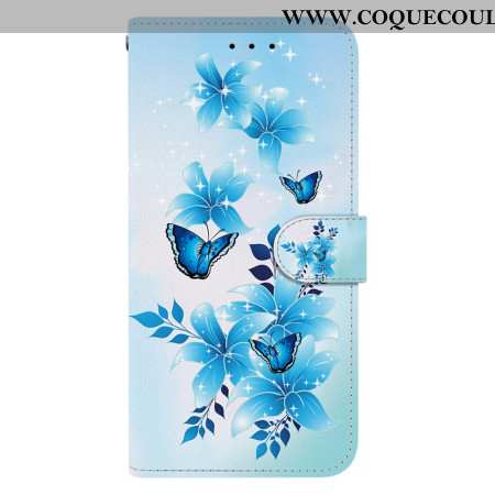 Housse Sony Xperia 10 VII Papillons Bleus et Fleurs