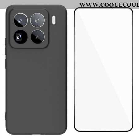 Coque Xiaomi 15 Pro Silicone Mat avec Protecteur Écran en verre Trempé