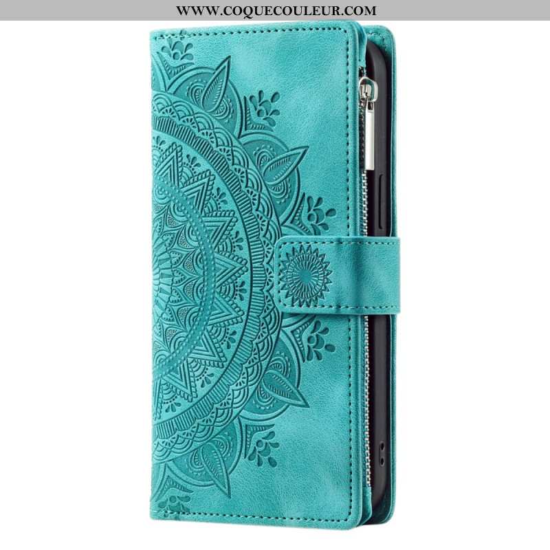 Housse Xiaomi 15 Pro Portefeuille Effet Daim Mandala