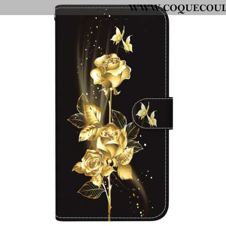 Housse Xiaomi 15 Ultra Roses Dorées et Papillons