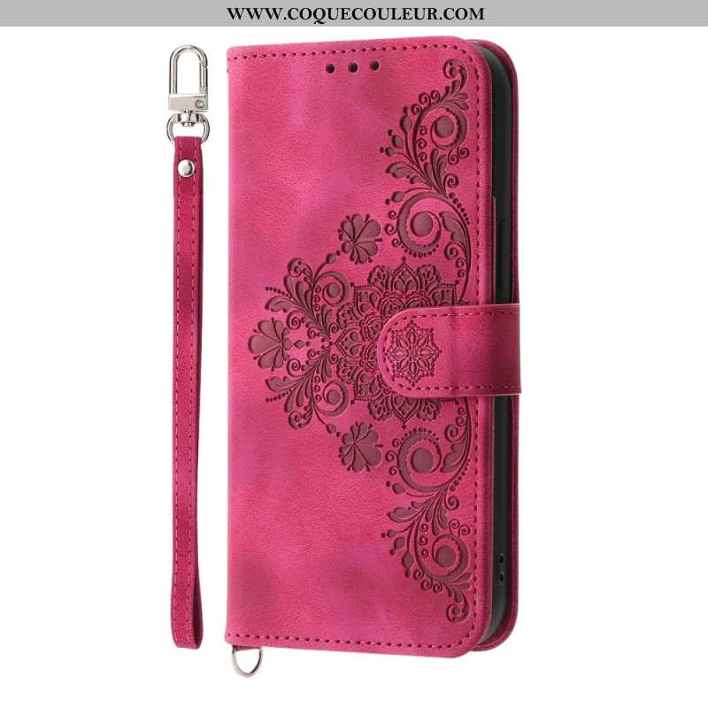 Housse Xiaomi 15 Ultra Motif Floral avec Lanière et Bandoulière