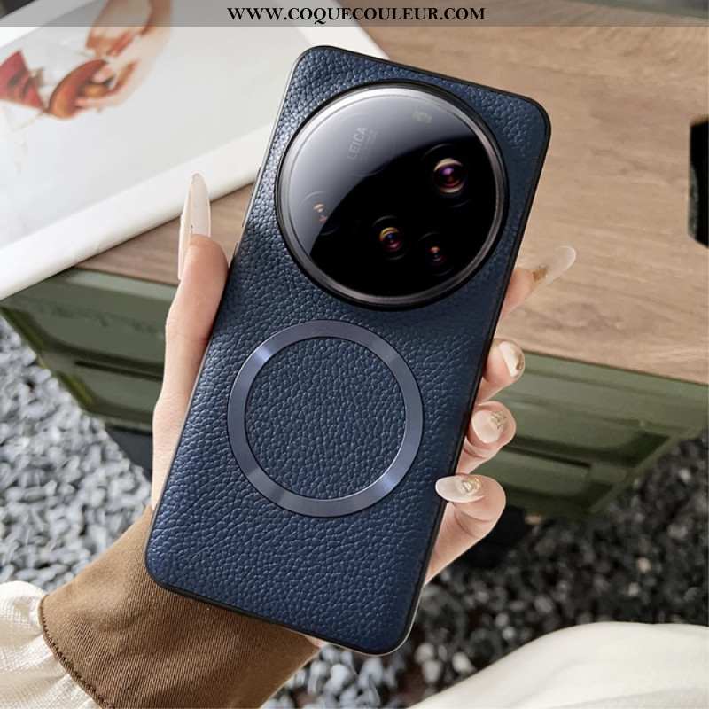 Coque Xiaomi 15 Ultra Compatible MagSafe Effet Cuir Litchi