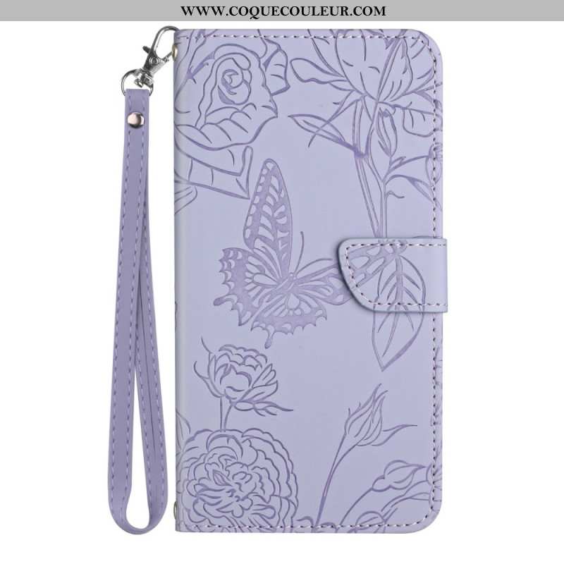 Housse Xiaomi 15 Empreinte Papillons à Lanière