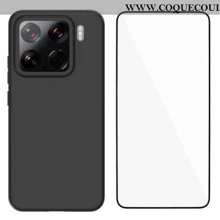 Coque 2-en-1 Xiaomi 15 Silicone avec Protecteur Écran en Verre Trempé