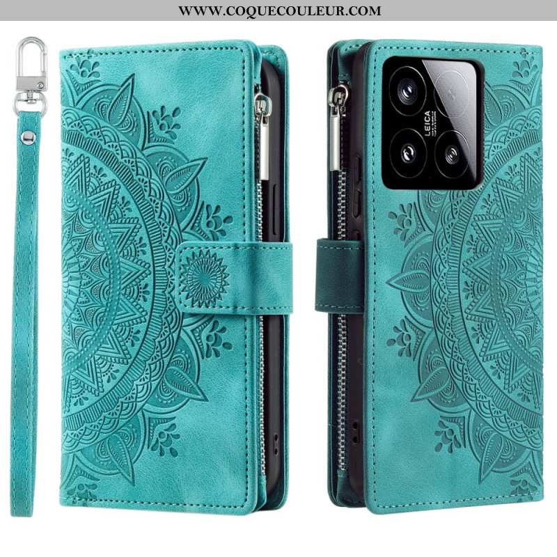 Housse Xiaomi 15 Portefeuille Effet Daim Mandala