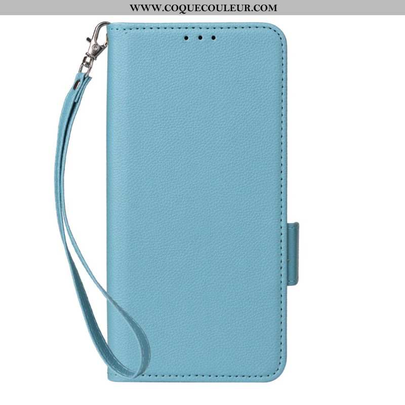 Housse Xiaomi 15 Simili Cuir Litchi à Lanière