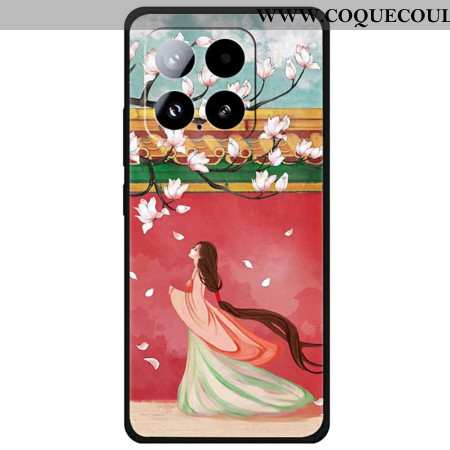 Coque Xiaomi 15 Femme et Fleurs de Pêcher