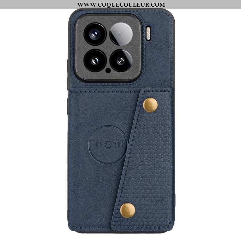 Coque Xiaomi 15 Effet Cuir avec Porte-cartes et Support