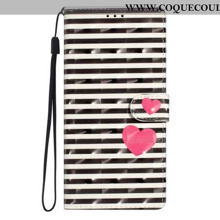 Housse Xiaomi 15 Rayures et Cœurs 3D