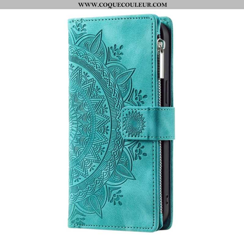 Housse Xiaomi 15T Portefeuille Effet Daim Mandala