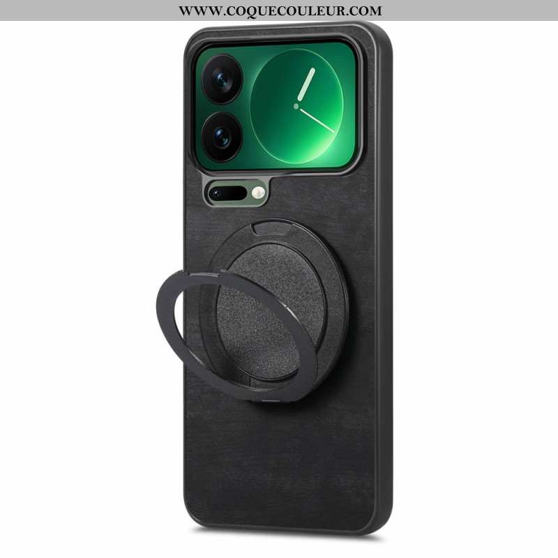 Coque Xiaomi 17 Pro Max Support Rotatif et Texture Cuir Rétro