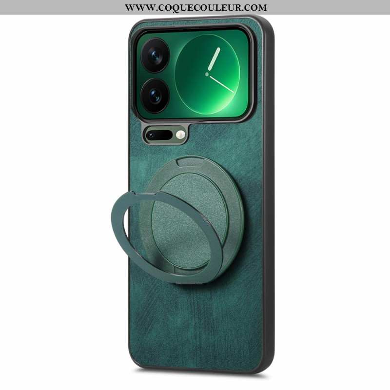 Coque Xiaomi 17 Pro Max Support Rotatif et Texture Cuir Rétro