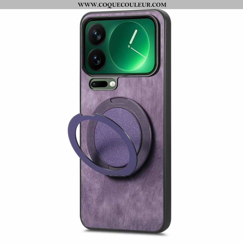 Coque Xiaomi 17 Pro Max Support Rotatif et Texture Cuir Rétro