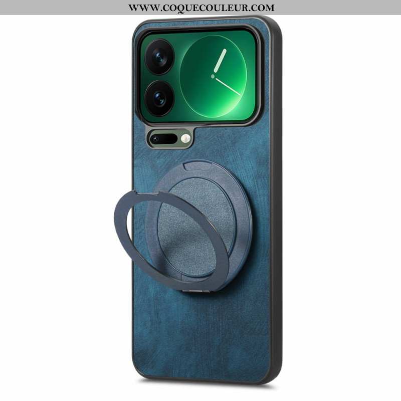 Coque Xiaomi 17 Pro Max Support Rotatif et Texture Cuir Rétro