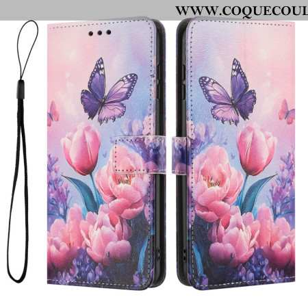 Housse Xiaomi 17 Pro Max Papillon et Fleurs Roses