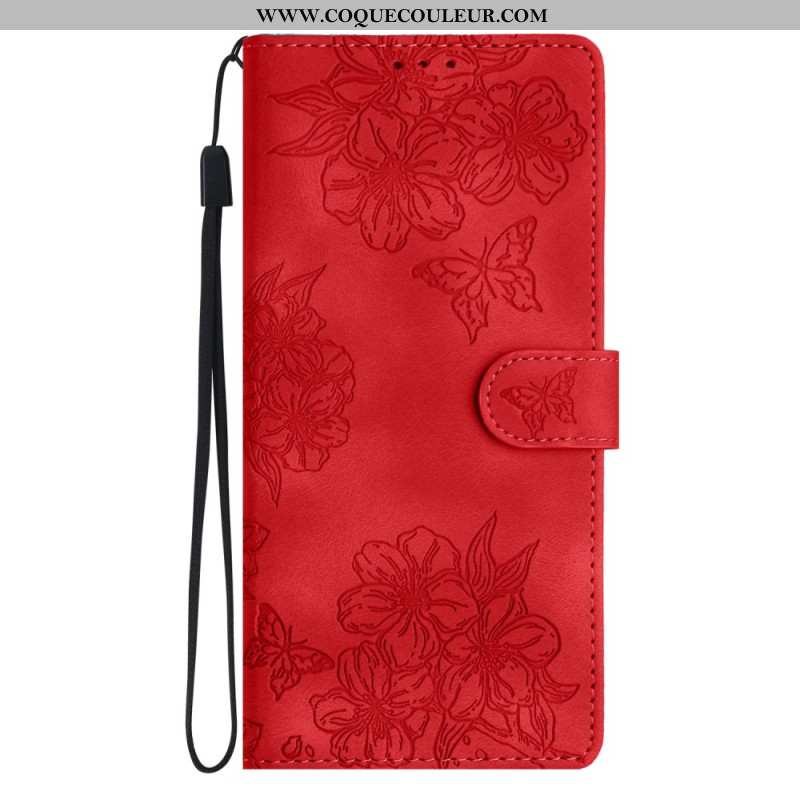 Housse Xiaomi 17 Pro Effet Daim Papillons et Fleurs