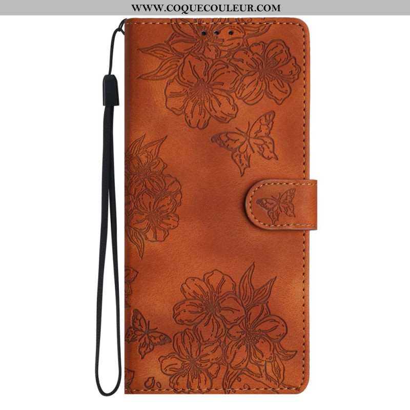 Housse Xiaomi 17 Pro Effet Daim Papillons et Fleurs