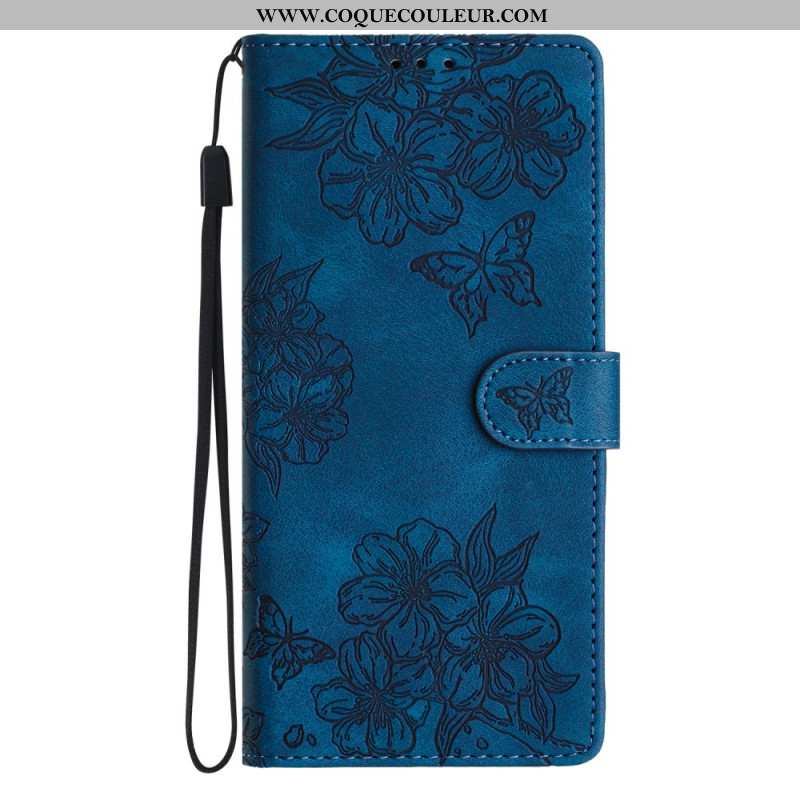 Housse Xiaomi 17 Pro Effet Daim Papillons et Fleurs