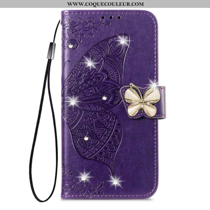 Housse Xiaomi 17 Pro Papillon 3D et Strass