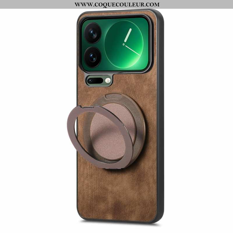 Coque Xiaomi 17 Pro Support Rotatif et Texture Cuir Rétro