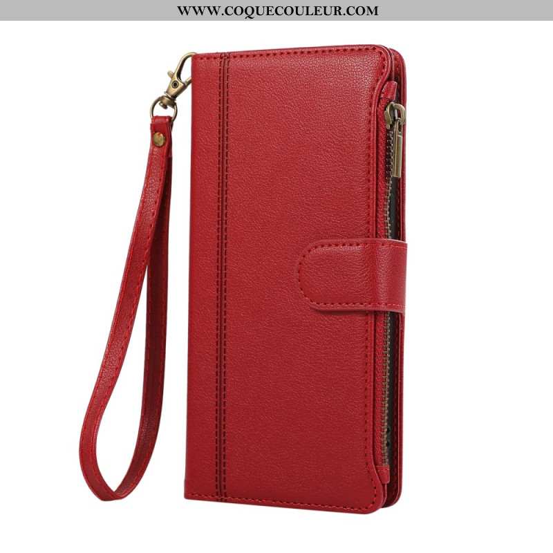 Housse Xiaomi 17 Portefeuille Design Liseré avec Lanière