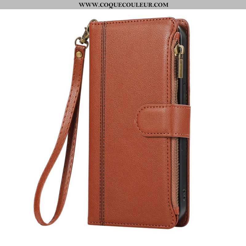 Housse Xiaomi 17 Portefeuille Design Liseré avec Lanière