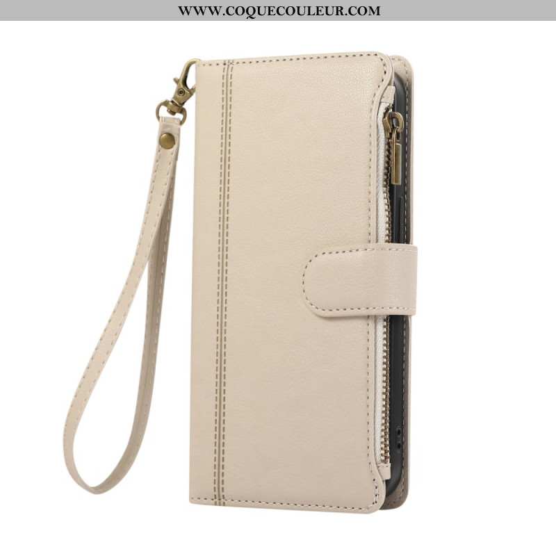 Housse Xiaomi 17 Portefeuille Design Liseré avec Lanière