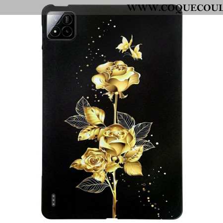 Coque Xiaomi Pad 7 / Pad 7 Pro Roses Dorées et Papillons