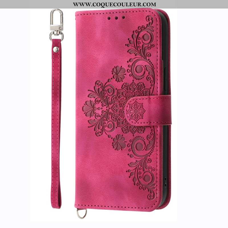 Housse Xiaomi Redmi Note 14 4G Motif Floral et Sangles