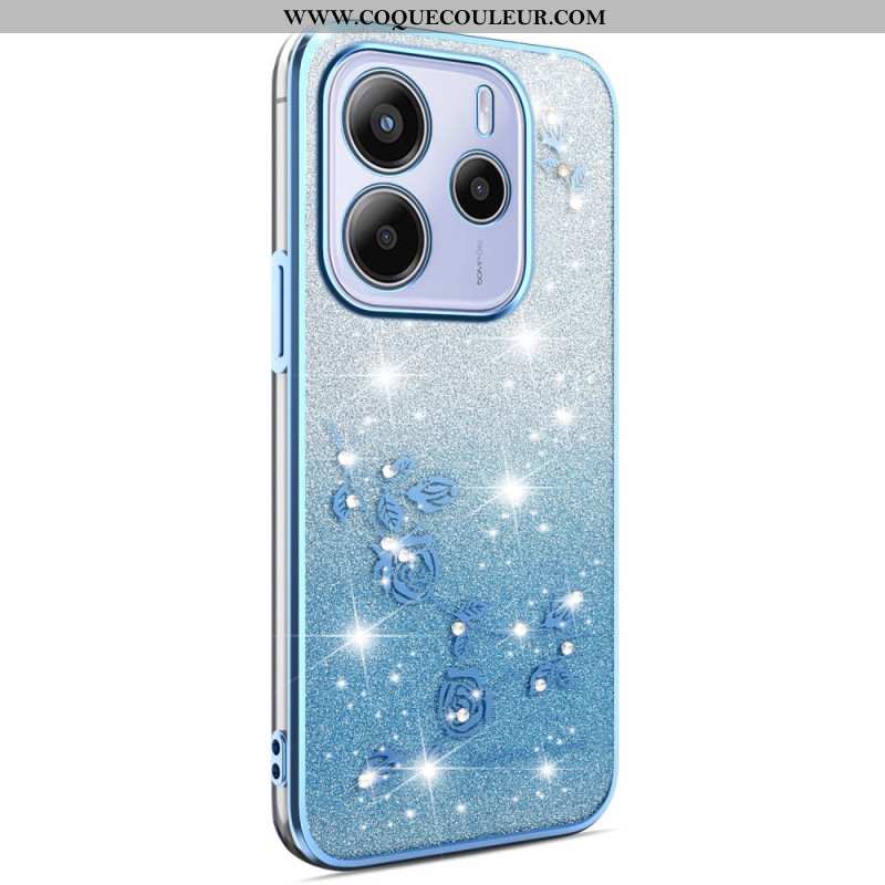 Coque pour Xiaomi Redmi Note 14 4G Dégradé Fleurs Paillettes