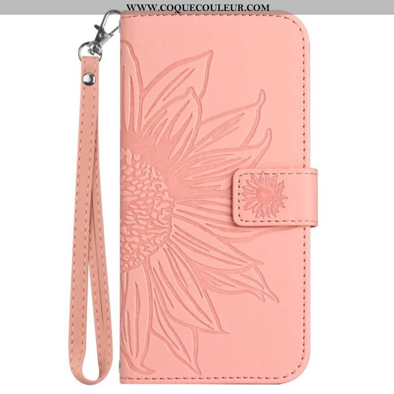 Housse Xiaomi Redmi Note 14 4G Empreinte Tournesol à Lanière