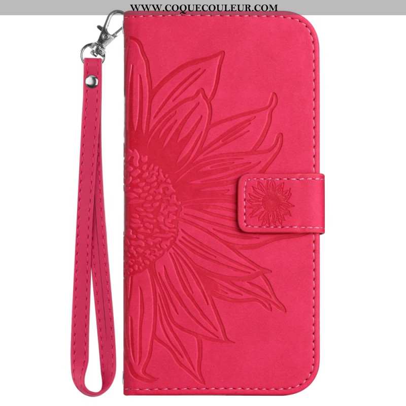 Housse Xiaomi Redmi Note 14 4G Empreinte Tournesol à Lanière