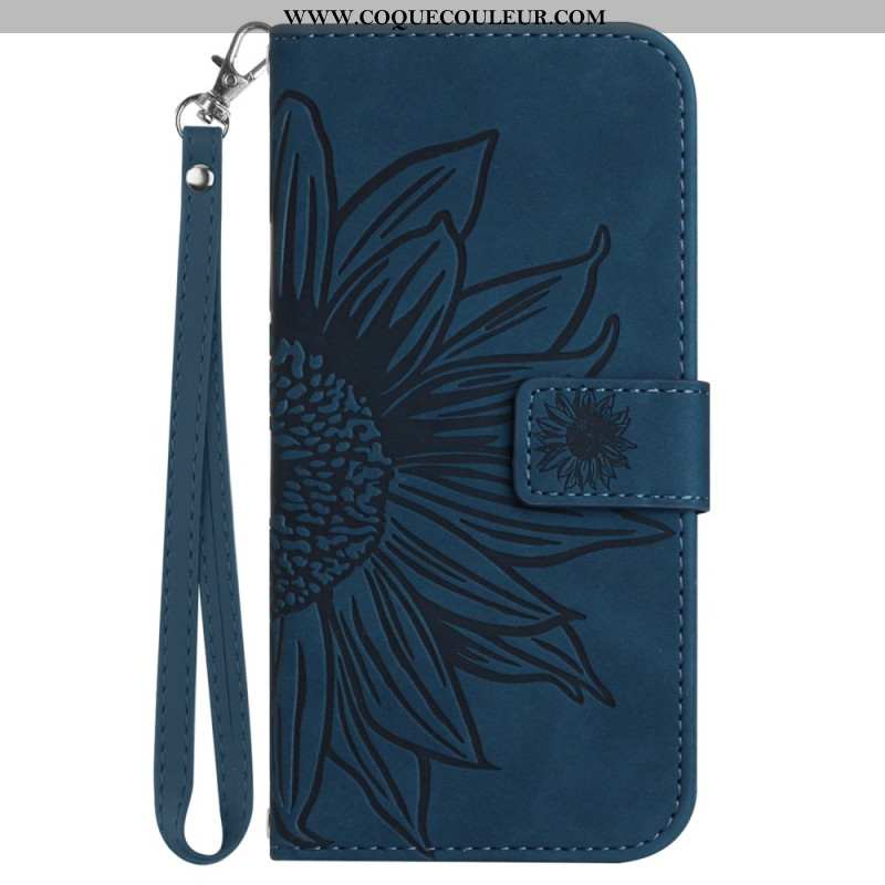 Housse Xiaomi Redmi Note 14 4G Empreinte Tournesol à Lanière