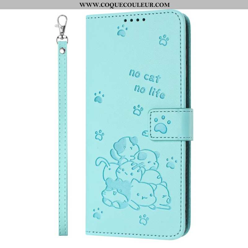 Housse Xiaomi Redmi Note 14 4G Petits Chats à Lanière