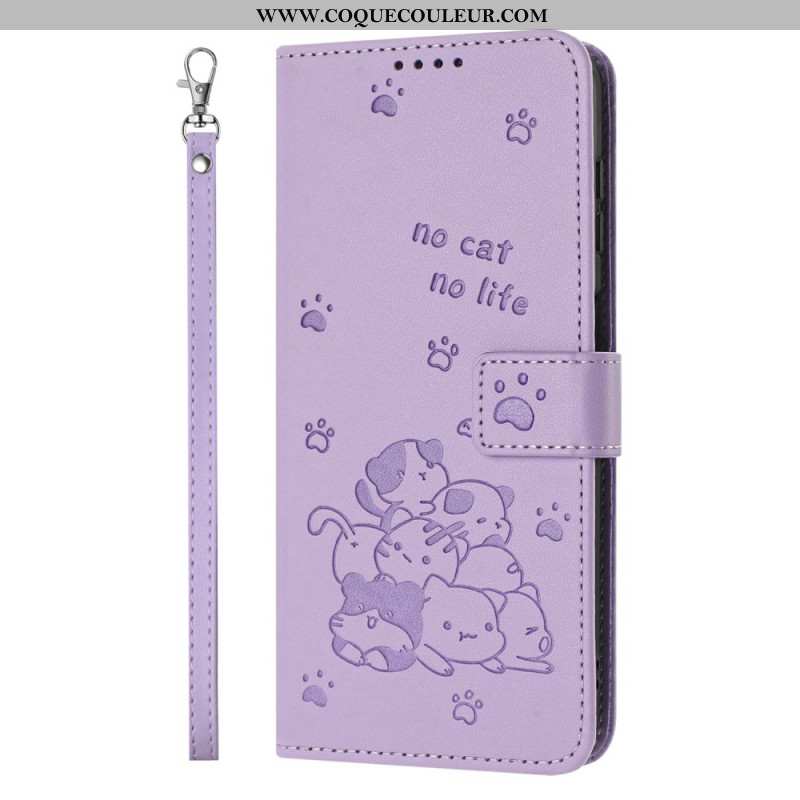 Housse Xiaomi Redmi Note 14 4G Petits Chats à Lanière