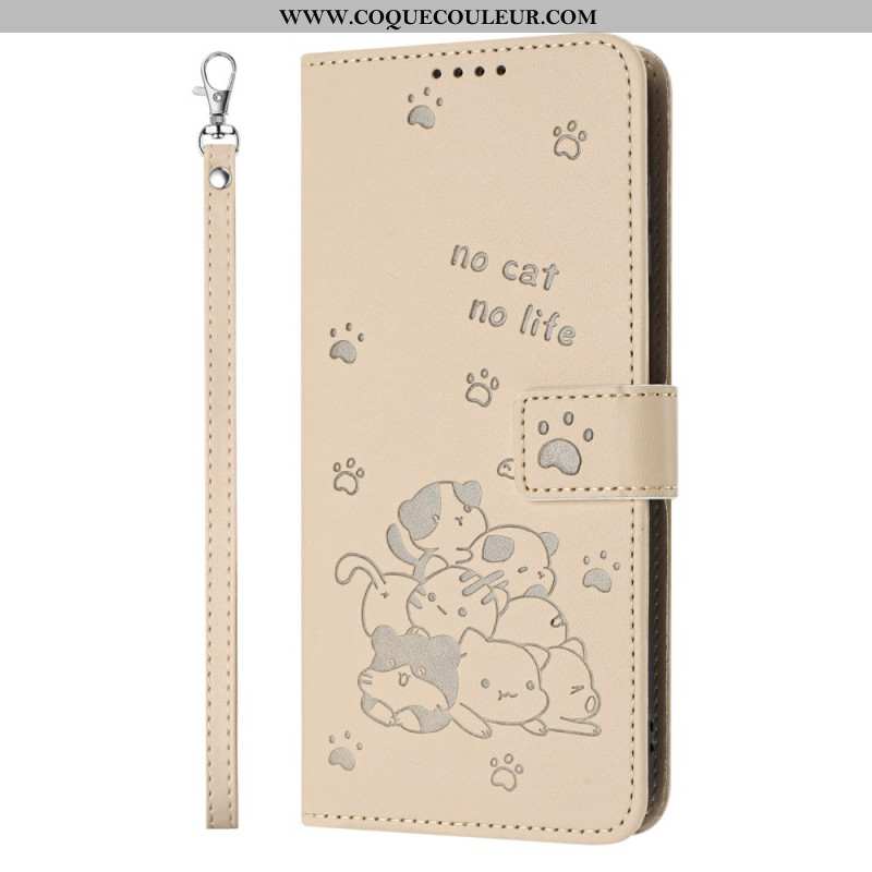 Housse Xiaomi Redmi Note 14 4G Petits Chats à Lanière