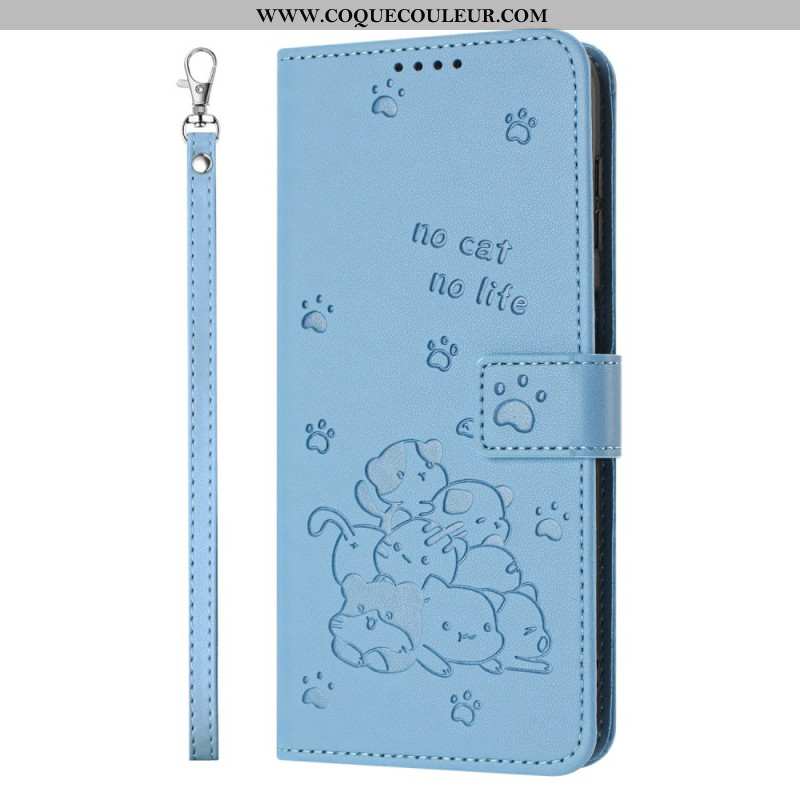 Housse Xiaomi Redmi Note 14 4G Petits Chats à Lanière