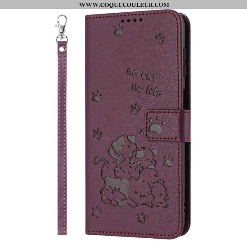 Housse Xiaomi Redmi Note 14 4G Petits Chats à Lanière