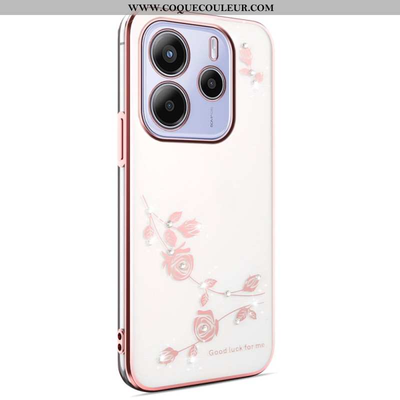 Coque Xiaomi Redmi Note 14 4G Strass et Fleurs
